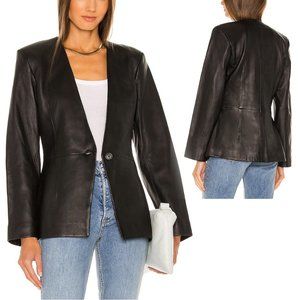 Anine Bing Black Lou Blazer X-Small Smooth Buttery Soft Leather Jacket XS NEW